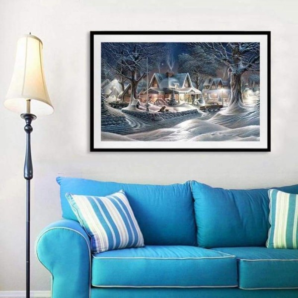 Volledige boor - 5D DIY Diamond Painting Kits Winterlandschap Dorpshuisje