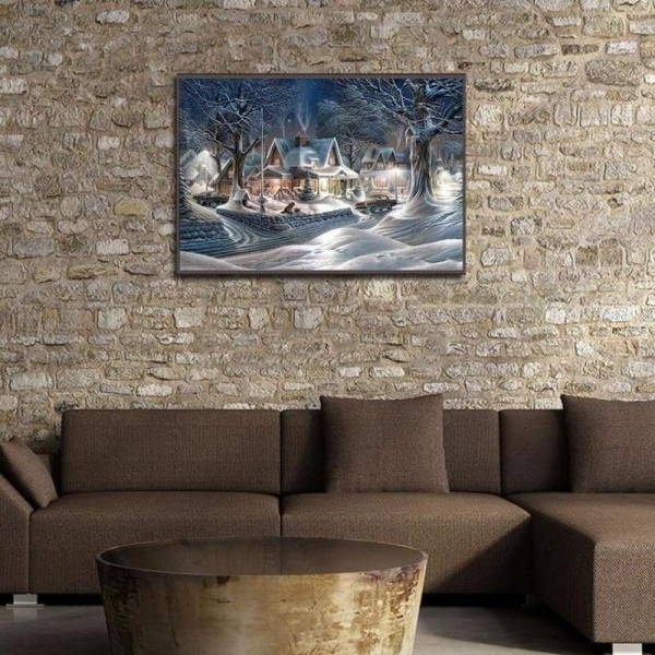 Volledige boor - 5D DIY Diamond Painting Kits Winterlandschap Dorpshuisje