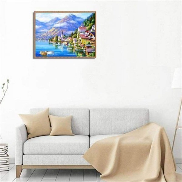 Hot Koop Landschap Kuststad Diy Volledige Boor - 5D Mozaïek Diamant Schilderij Kits