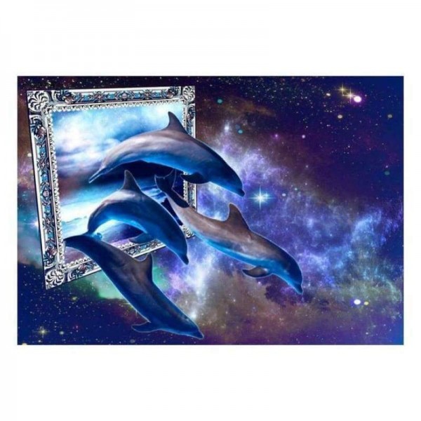 Volledige boor - 5D DIY Diamond Painting Kits Fantasy Dream Dolphins