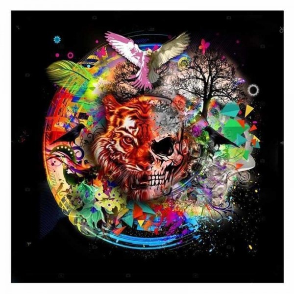 Kleurrijke schedel collage