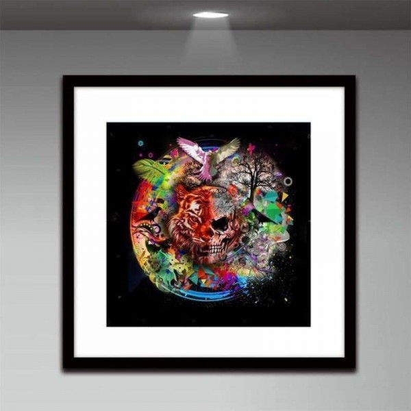 Kleurrijke schedel collage