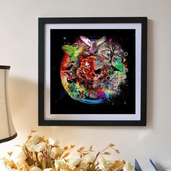 Kleurrijke schedel collage