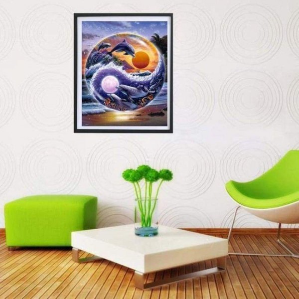 Nieuwe stijl Dolphin Full Drill - 5D Diy Diamond Painting Kits QB6512