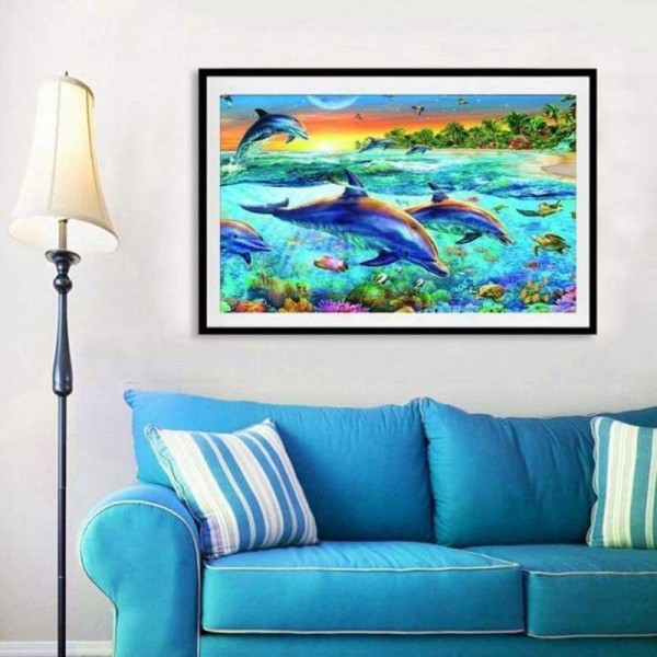 Volledige boor - 5D DIY Diamond Painting Kits Cartoon Dream Dolphins