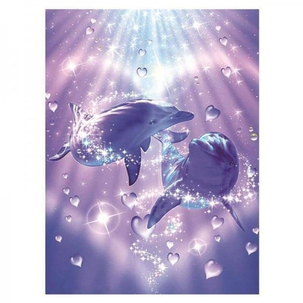 Volledige boor - 5D DIY Diamond Painting Kits Dreamy Dolphin Couple