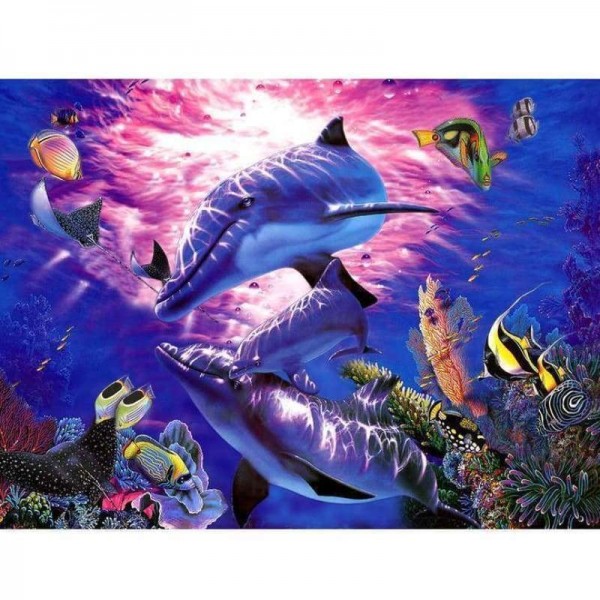Volledige boor - 5D DIY Diamond Painting Kits Fantastic Sea Animals Dolphin