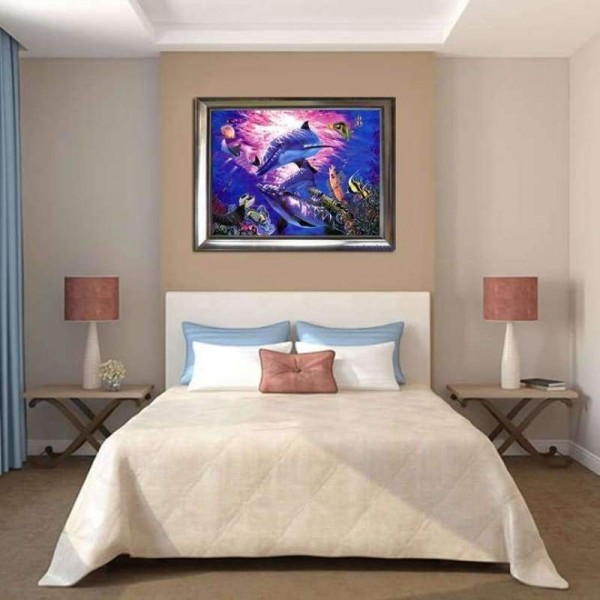 Volledige boor - 5D DIY Diamond Painting Kits Fantastic Sea Animals Dolphin