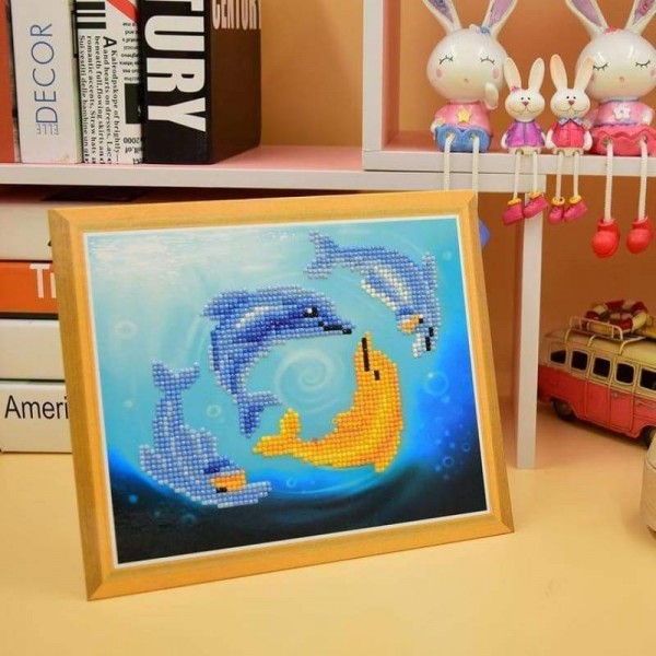 Volledige boor - 5D DIY Diamond Painting Kits Kartonnen Dolfijnen in de Zee