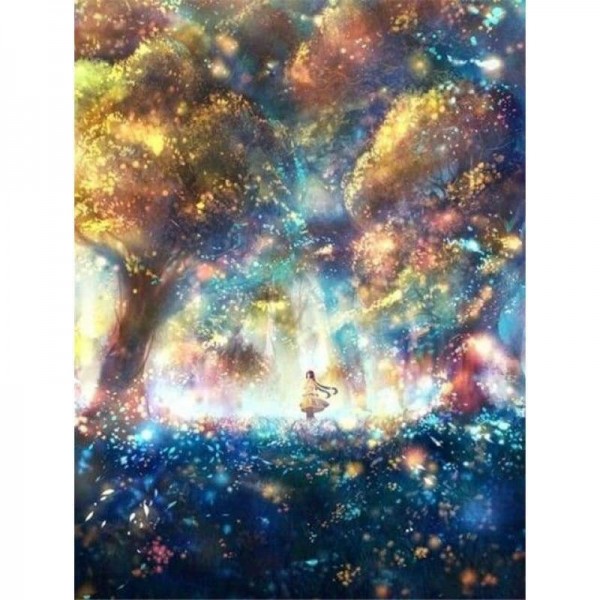 Volledige boor - 5D DIY Diamond Painting Kits Fantasy Dream Kleurrijk sprookjesland Magisch bos