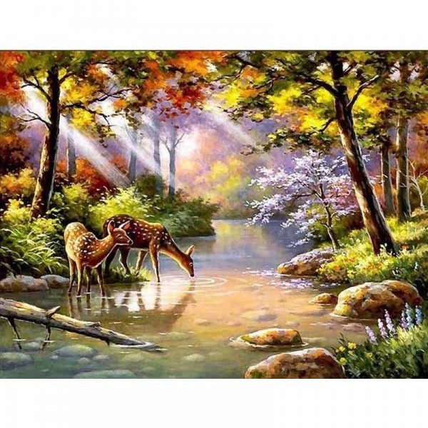 Deer Forest-Volledige boor diamant schilderij