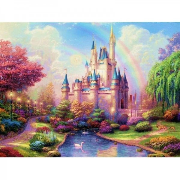 Volledige boor - 5D Diamond Painting Kits Rainbow Fantasy Castle in the Forest