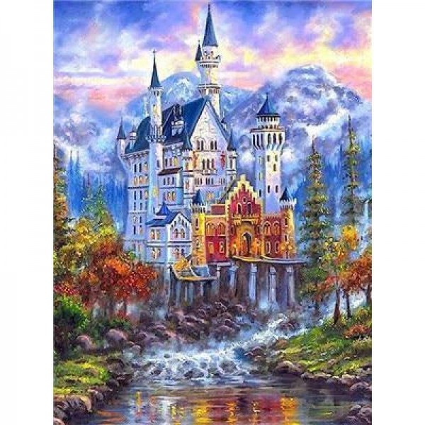 Volledige boor - 5D Diamond Painting Kits Gekleurde tekening Grand Castle in the Forest