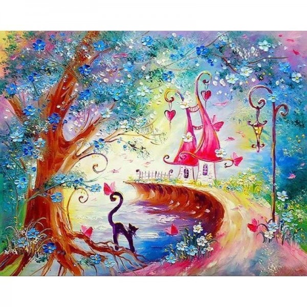 Volledige boor - 5D DIY Diamond Painting Kits Dream Cartoon Forest House