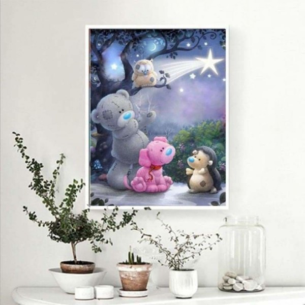 Volledige boor - 5D DIY Diamond Painting Kits Cartoon Warm Cute Bear Family