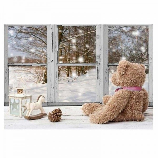 Volledige boor - 5D DIY Diamond Painting Kits Winter Christmas Window Bear