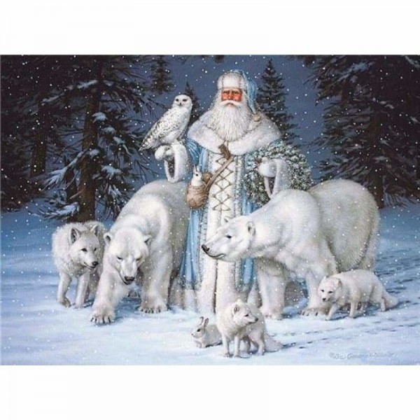 Volledige boor - 5D DIY Diamond Painting Kits Santa Claus White Bears Family