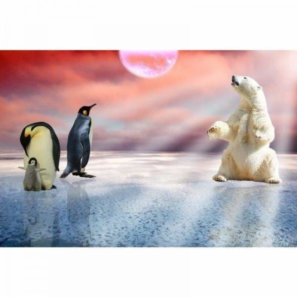 Volledige boor - 5D DIY Diamond Painting Kits Cartoon Penguin Bear Sunshine