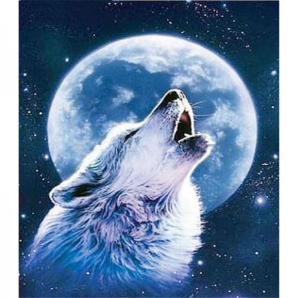Huilende wolf in het maanlicht