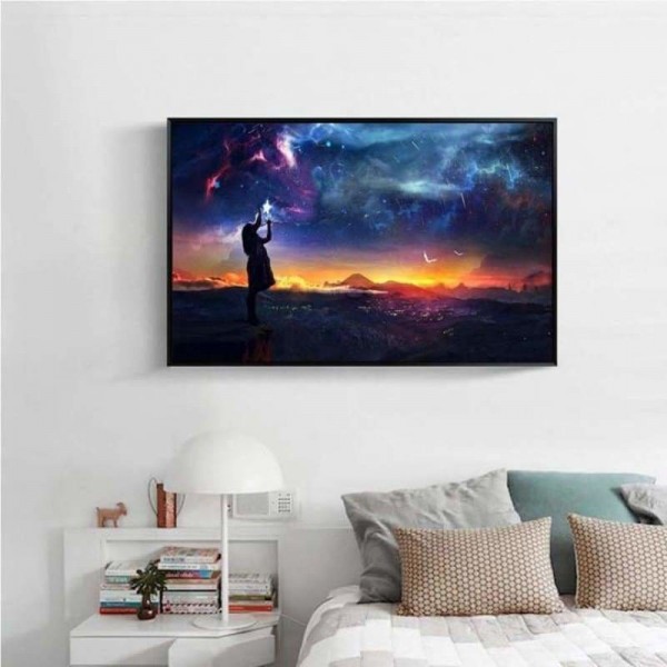 DOUBLE Night Sky Landscape Full Vorm steentjes - 5D Diy  Diamond Painting Kits QB6538