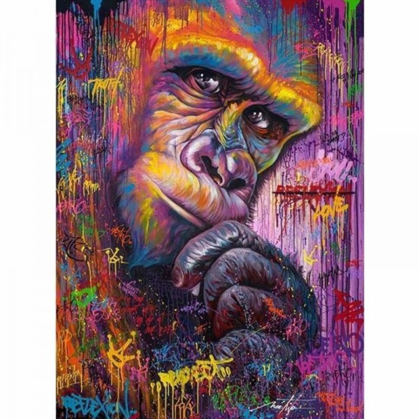 Kleurrijke graffiti aap