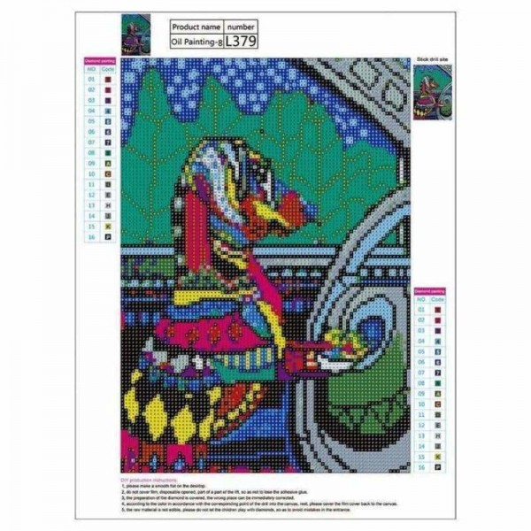 Volledige boor - 5D DIY Diamond Painting Kits Kleurrijke schattige hond rijdende auto