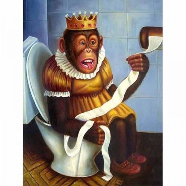 Koningin aap op het toilet