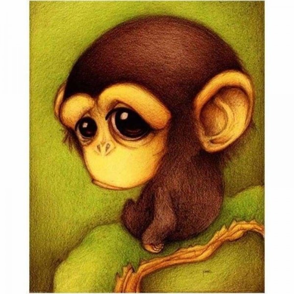 Tekening schattig baby aapje