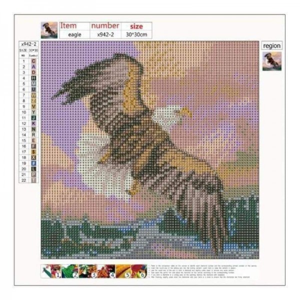 Volledige boor - 5D DIY Diamond Painting Kits Populaire aquarel Eagle Flying
