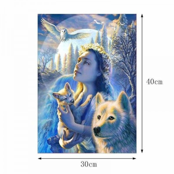 Volledige boor - 5D DIY Diamond Painting Kits Winter Animal Wolf and Beauty Eagle