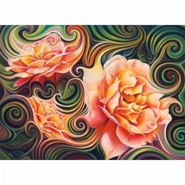 Drie abstracten roze bloemen