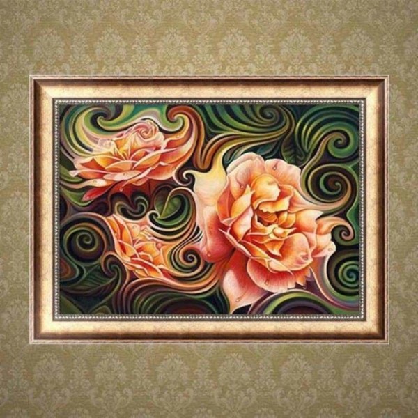 Drie abstracten roze bloemen