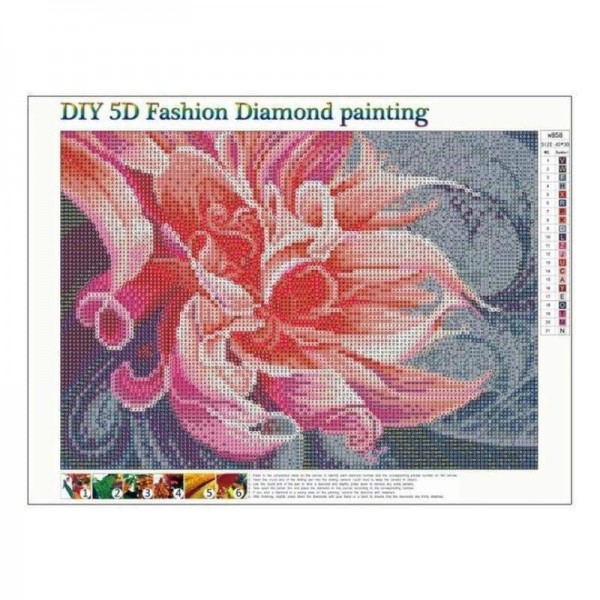 Volledige boor - 5D Diamond Painting Kits Mooie roze kleurrijke abstracte bloem