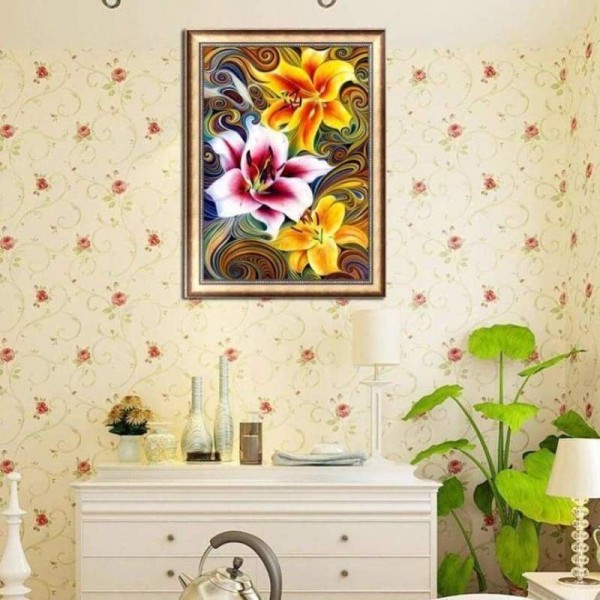 Moderne kunst Kleurrijk abstract bloemenpatroon Volledige boor - 5D Diy Diamond Painting Kits