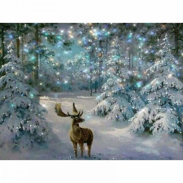 Volledige boor - 5D DIY Diamond Painting Kits Winter Dream Forest Deer